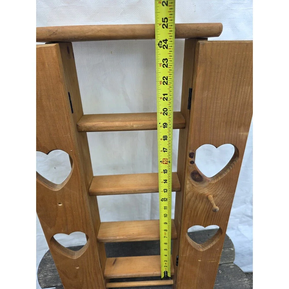 ​Vintage Rustic Wooden Heart Cutout Cabinet Wall Hanging Spice Rack Shelf